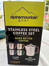 NIB AlpineMountain Gear Stainless Steel Coffee Set 5 Piece incl 9 Cup Percolator