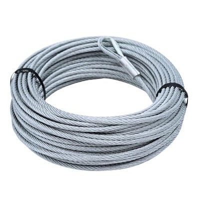 100 ft Galvanized Steel Aircraft Cable with Loop & Thimble   1/4 Inch, 100 Ft