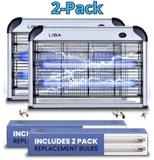 LiBa Electric Bug Zapper (2-Pack) Indoor Insect Killer - (4) Extra Replacement