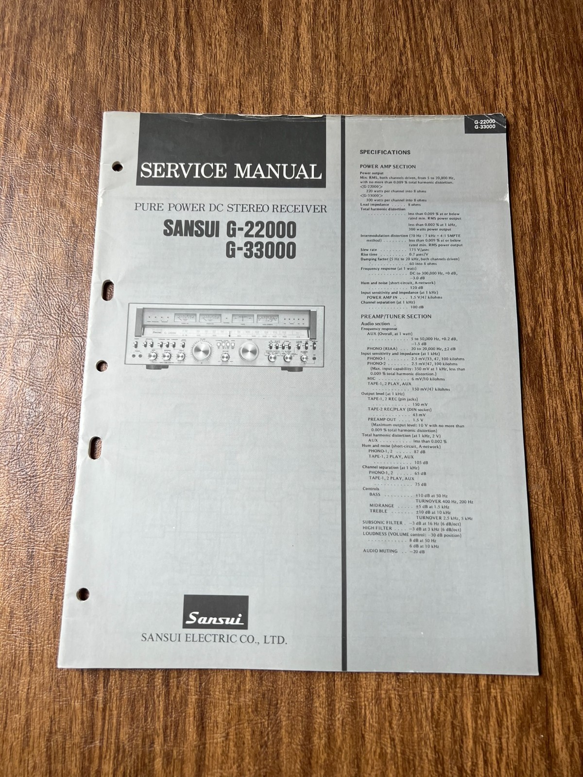 Original Vintage SANSUI G-22000, G-33000 Receiver Service Manual / Schematics