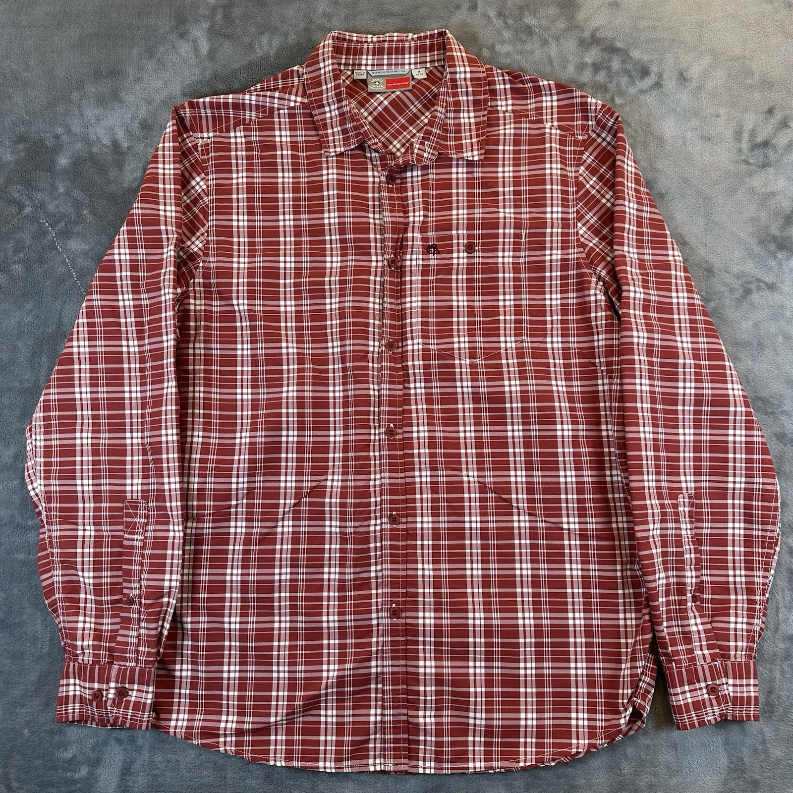 Craghoppers Shirt Mens M Red Plaid Long Sleeve Insect Shield Hiking Outdoor