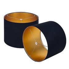Wellmet Blackgold Set of 2 Drum Lampshades, Easy Assembly Required 16 Top x 1...