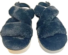 Koolaburra By Ugg Adjustable Women’s Slide Sandals Black Fuzz Size 7