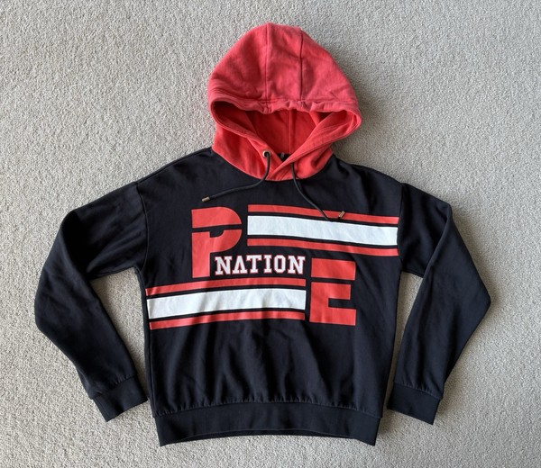 Pe Nation Womens Hoodie Jumper Sweatshirt Size XS Black Red Printed