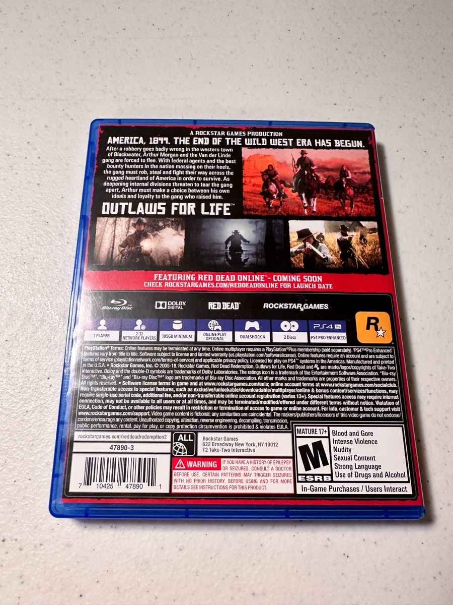 Red Dead Redemption 2 for Playstation 4 (PS4) Excellent Condition