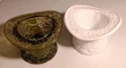 2 FENTON MILK GLASS TOP HATS "Daisy & Button"