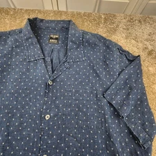 Todd Snyder Albiate Mens Blue Patterned Short Sleeve Button Down Shirt XXL