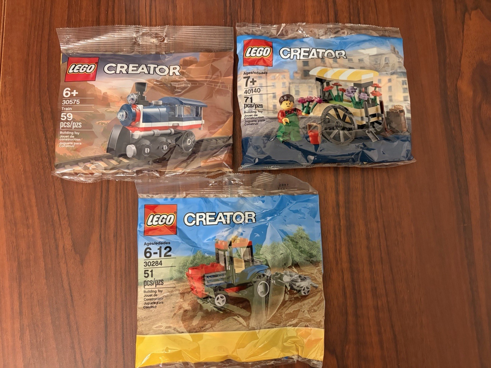LEGO 40140 Flower Wagon, 30284 Tractor & 30575 Train Lot - New in Bag / Sealed