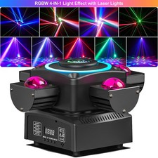 RGBW 4 IN 1 DJ Light w/ Laser Effect 4 Arms Moving Head Light DMX Stage Light