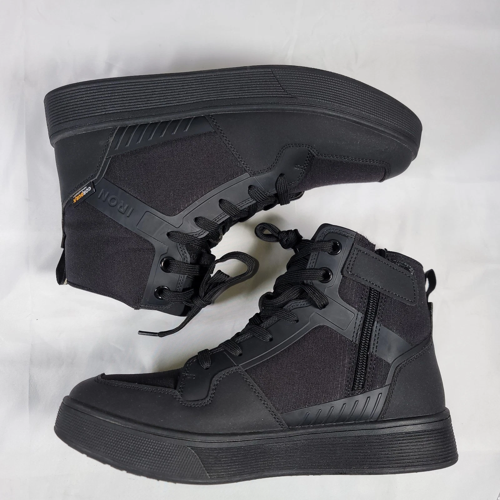 RIDEIRON MS6001 Motorcycle Riding Shoe Men 9.5 Black CORDURA Protective High Top image 9