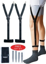 GARTER SHIRT STAYS BLACK MILITARY GRADE ADJUSTABLE COMFORTABLE  FREE GIFT