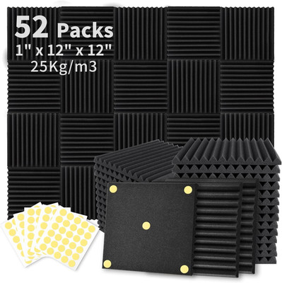 52 Paneles de Espuma Acustica 12x12x1 Antiruido Paredes Oficina Estudio Adhesivo