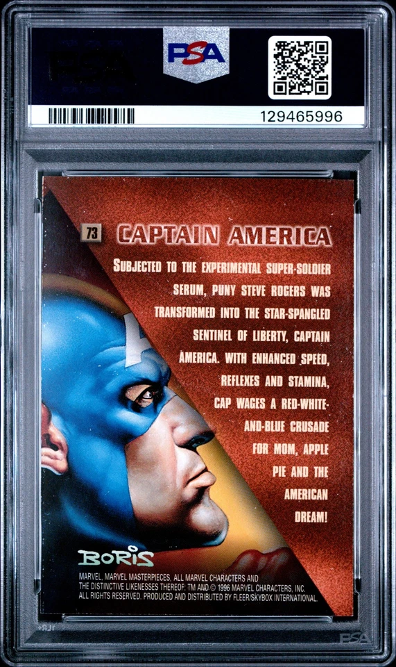 PSA 7 1996 Marvel Masterpieces #73 Captain America NM - Image 2 of 2