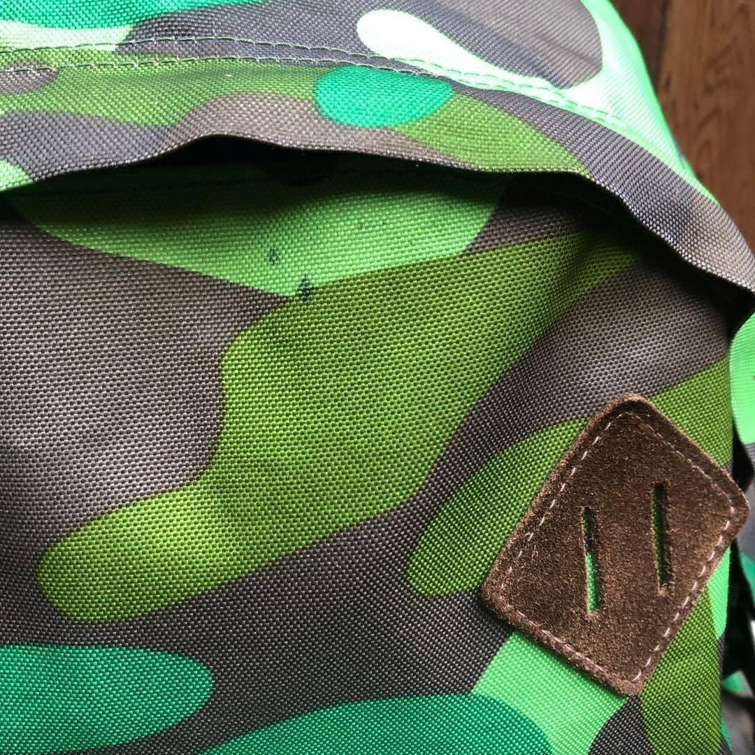STUSSY x REAS x EASTPAK Camo Backpack Daypack Green Suede Vintage RARE image 6