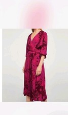 MANGO Pink Floral Midi Wrap Dress, Women's Size 4