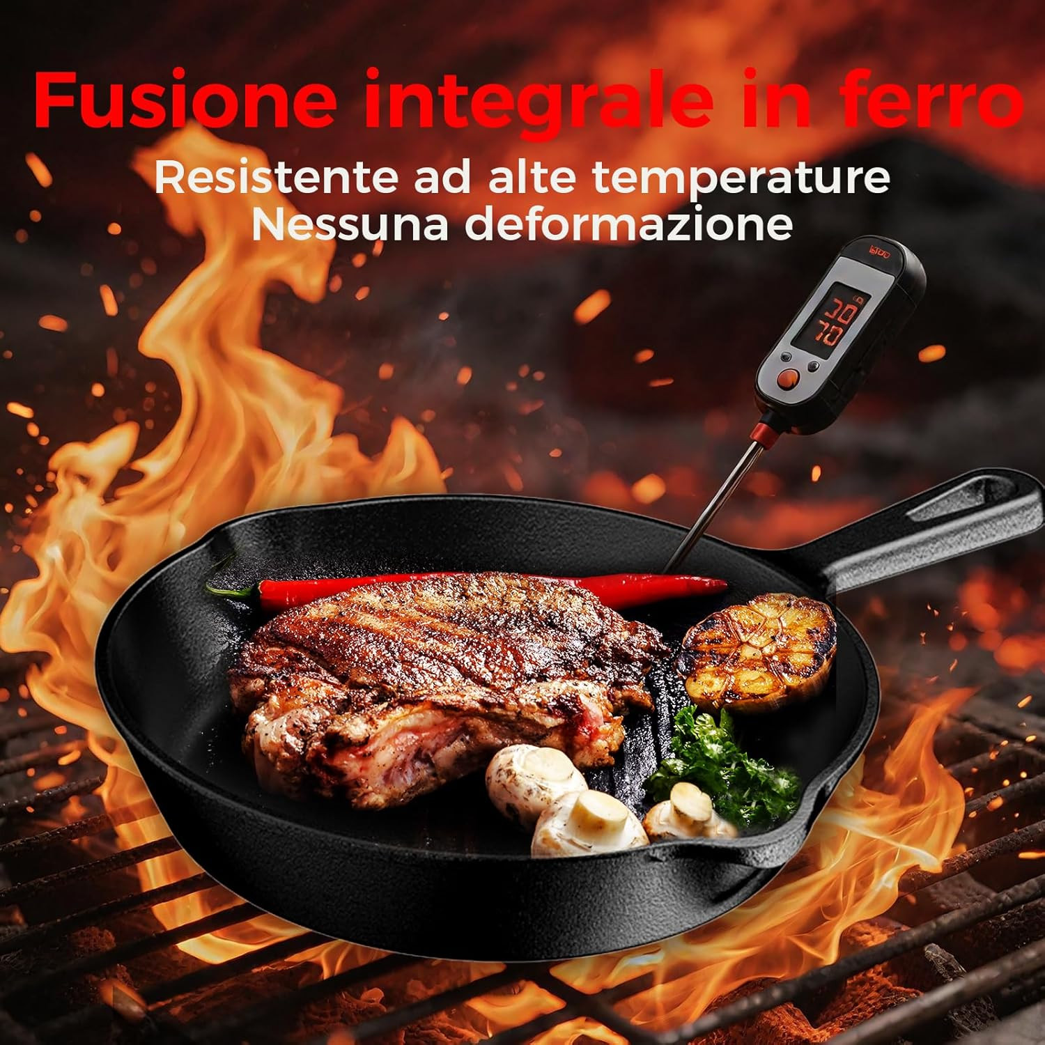 Mini Padella in Ghisa 20 cm - Pentola Uova per Forno e Barbecue - 3
