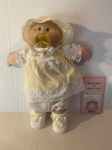 Cabbage Patch Kids 1985 Vintage Preemie doll Girl Pacifier &  Birth Certificate