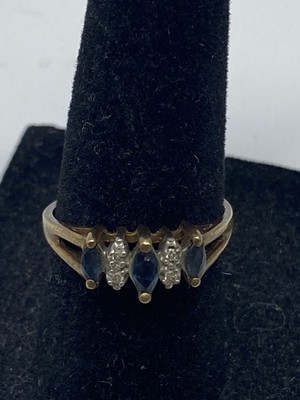 10k Gold Melee Diamond Spinel Size 6 1/2 Ring Ring 2.1 g