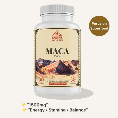 Maca Root 1500mg   Energy, Stamina, Mood & Hormonal Balance   Peruvian Superfood