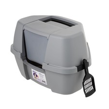 Enclosed Hooded Cat Litter Box with Scoop and Easy Access Entry