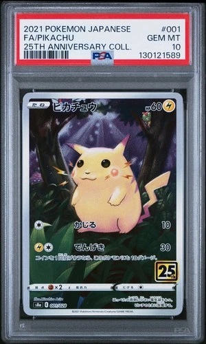 Pokemon Pikachu 25th Anniversary Coll. Japanese Full Art #001 PSA 10 Gem Mint