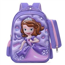 Cute Princess Sofia Kids Backpack Girls School Bag Cartoon Bookbag Gift Purple3D