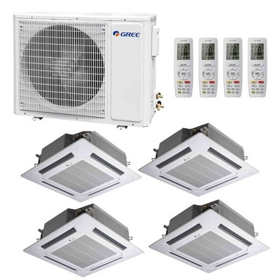 GREE MultiSplit 4 Räum Deckenkassetten 4x 3,5 kW Klimaanlage R32 Außen 10,5kW
