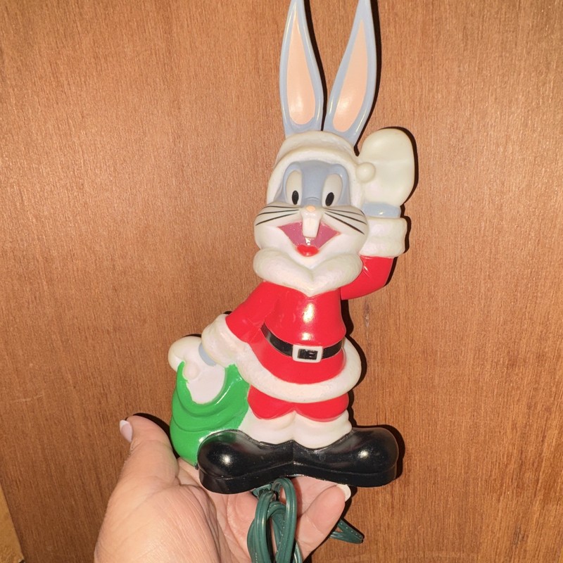 Warner Bros Bugs Bunny Santa Blow Mold Light, Christmas Decor 1997 Works