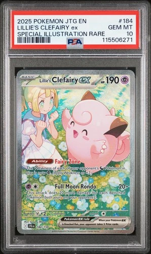 2025 POKEMON JTG EN-JOURNEY TOGETHER #184 LILLIE'S CLEFAIRY EX PSA 10
