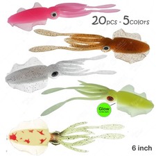 20pcs 5-colors 6" Fishing Chase Squid Skirt High Quality Real-like Lures 3D eyes