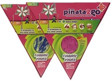 Pinata Piñata 2Go 5-Point Star Pop Up Foldable 2 Pinatas Hot Pink /Blue & Green