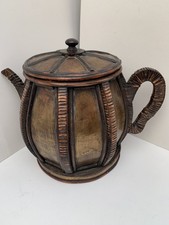 Huge vintage Teapot Wicker Cane Eastern Asian Basket Plant Pot Interior Display