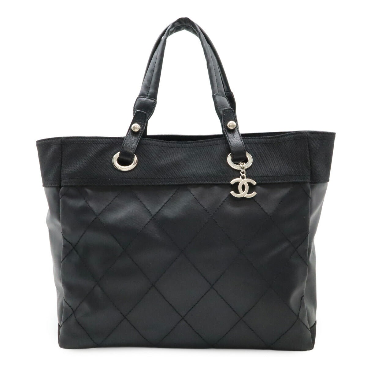 Chanel Paris Biarritz Coated Canvas Tote Bag in Classic Black