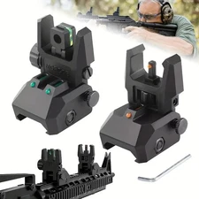 Tactical Folding Back Up Iron Sight Flip Up Sights Front & Rear Picatinny Rail/