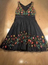French Connection Womens Embroidered Lace A-line Dress, Black, 2