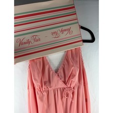 Vanity Fair Vintage Pink Lace Trim Long Nightgown Chantilly Rose Antron III 38
