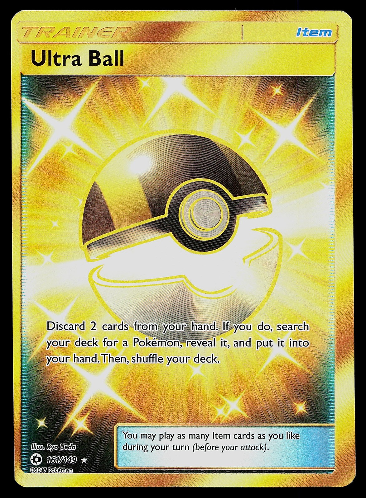Pokemon Card - Ultra Ball Sun & Moon Base 161/149 Secret Rare Off Center Error