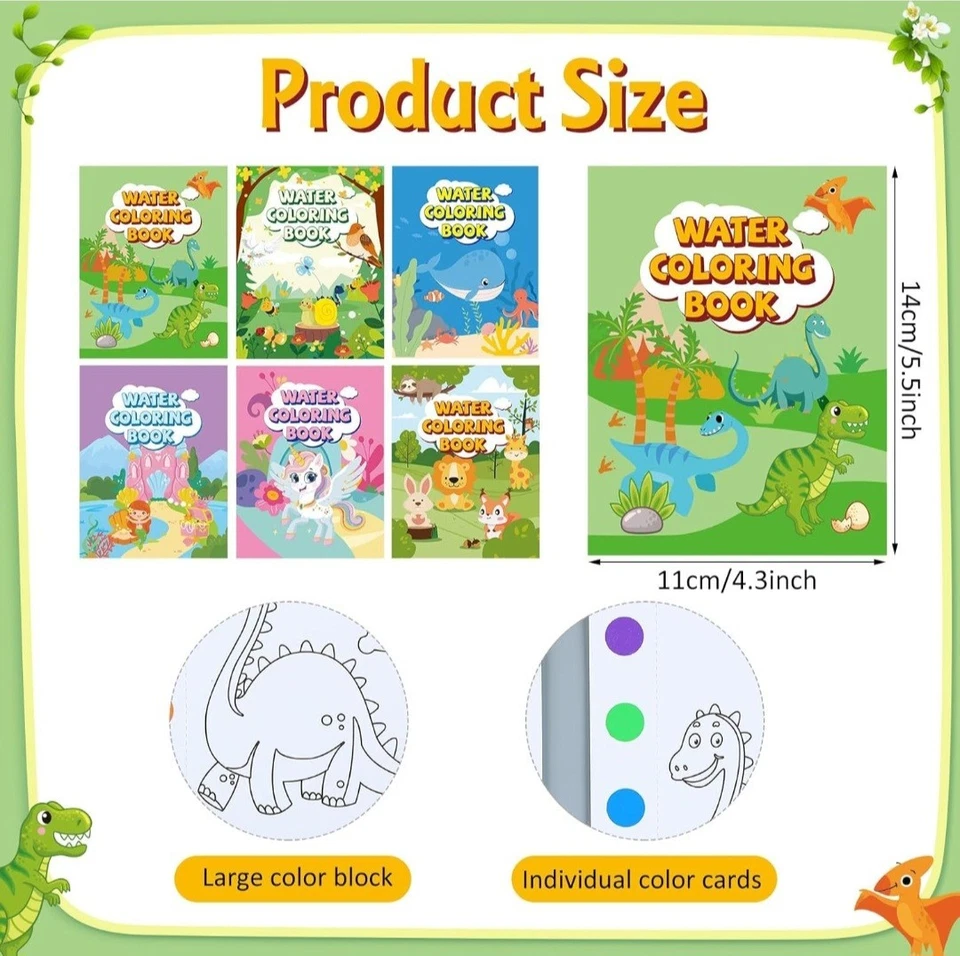 6 pack Water coloring book for children ideal goody bags and birthday parties. - Image 2 of 4