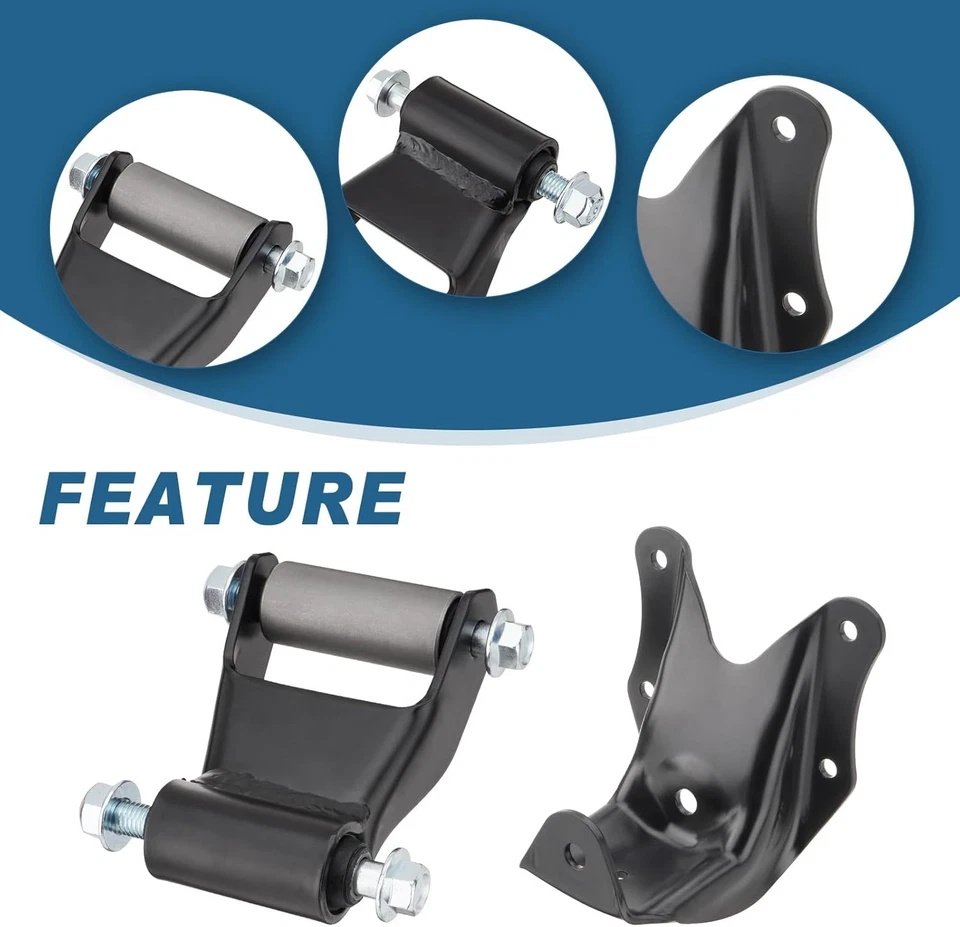 Par de kit de suspensión de grillete de resorte de hoja trasera para Ford F150 F250 F350 Bronco Foto 4 de 4