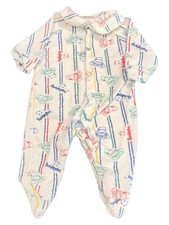 Vintage Paddington one piece terry cloth pajamas baby 6/9 month 90s boy girl