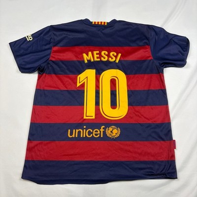 Maillot Enfant FC Barcelone Messi #10 - Taille 28 - Qatar Airways, UNICEF (occasion)