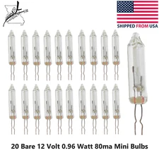 20x 12 Volt Bare Clear 0.96w Mini Bulb Christmas Tree Lights Replacement Bulbs
