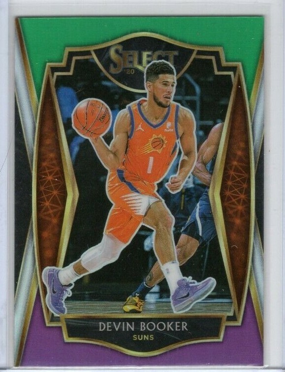 Devin Booker 2020-21 Panini Select Premier Level Green White Purple #121 Suns