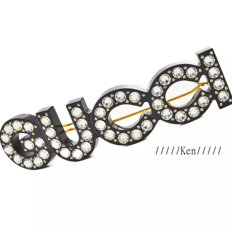 GUCCI Cheveux Élastique Valette Cheveux Accessoires Noir Logo Strass AUTH Ke 25g