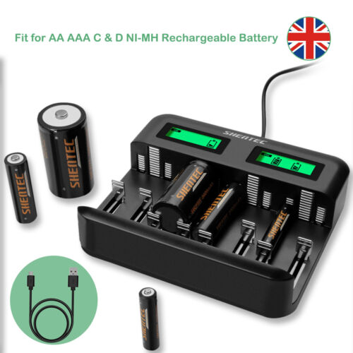 8-Slot Fast Battery Charger Universal UK & AA AAA C D Ni-MH Rechargeable Battery - Picture 1 of 17