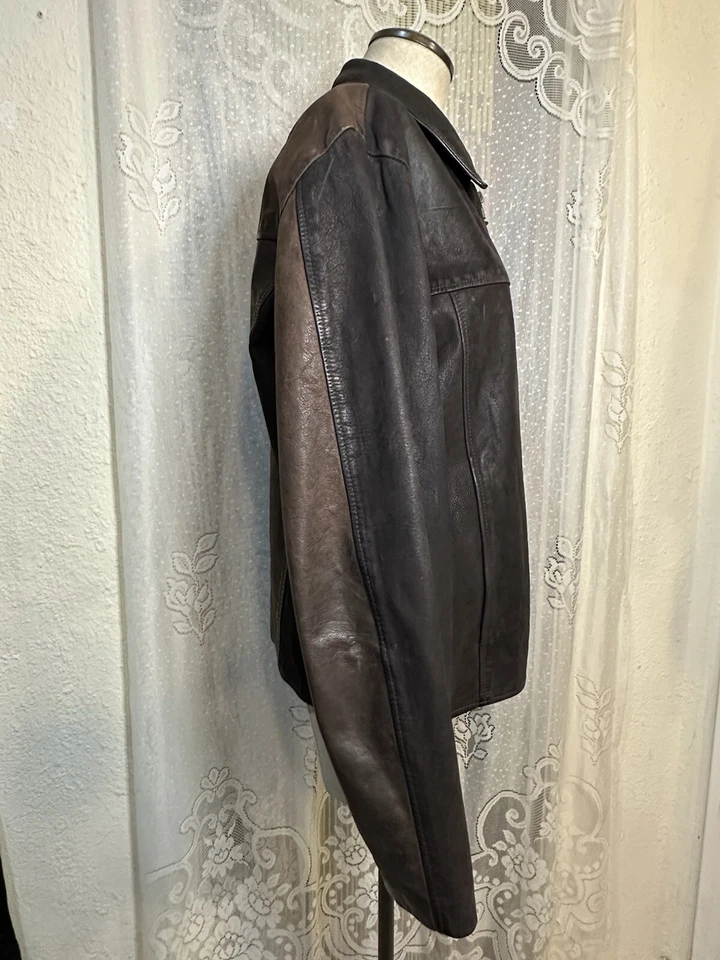 Vera Pelle VTG Leather Lined Bomber Jacket Brown Men's Large Made In Italy - Image 2 of 4
