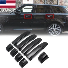9PCS Black Side Door Handle Cover Trim For 2002-2012 Land Rover Range Rover L322