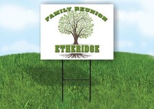 ETHERIDGE FAMILY REUNION GR TREE 18 in x24 in Yard Sign Road Sign with Stand