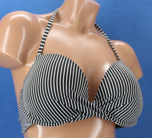 Shade & Shore Striped Underwire Lined Halter Bikini Top Size 36D #E8672 - Picture 3 of 6