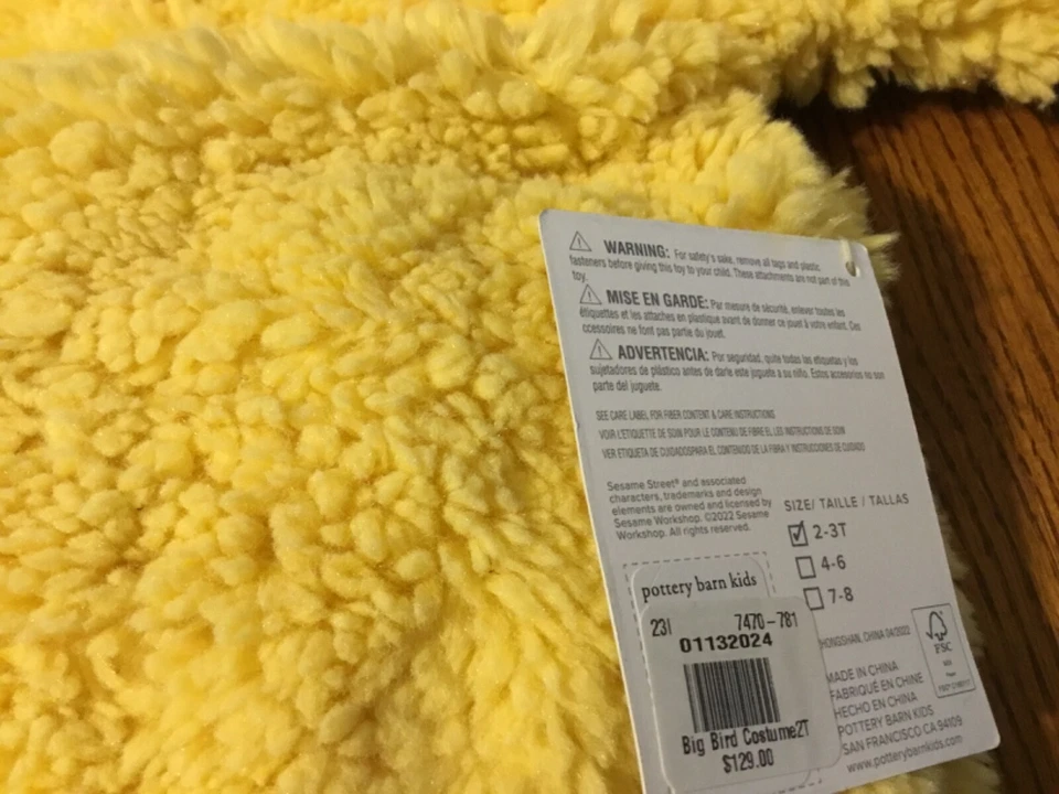 NWt POTTERY BARN KIDS SESAME STREET ST. BIG BIRD COSTUME  2-3T - Image 2 of 2